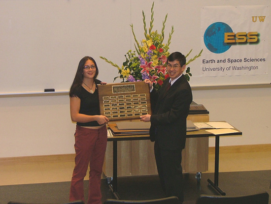 Photo of Suzanne Cruchon receiving Undergrad Service Award.