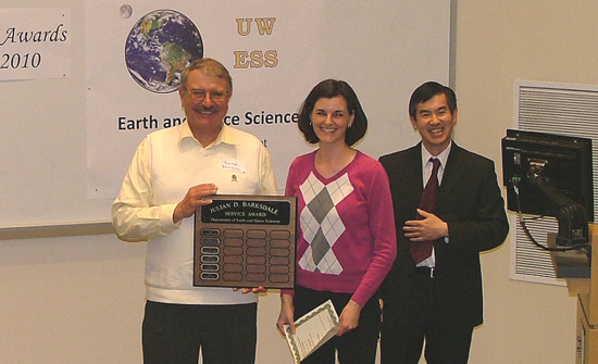 Photo of Nichole Fernkes  
	receiving the Barksdale Service Award.