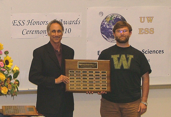 Photo of Peter Polivka receiving
	Undergrad Service Award.